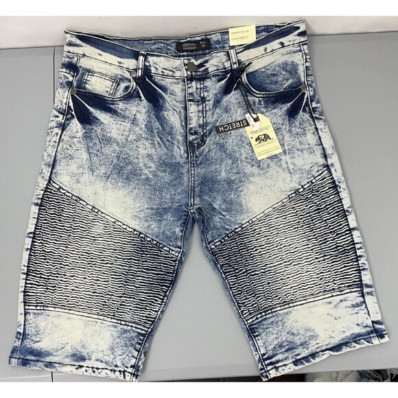 Trestles Supply Co Denim Jean Shorts Distressed Baggy Y2K Style Acid Wash Men 36 - Picture 1 of 11
